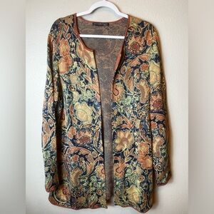 Peruvian Connection Open Knit Floral Multicolor Pima Cotton Sweater Size XL